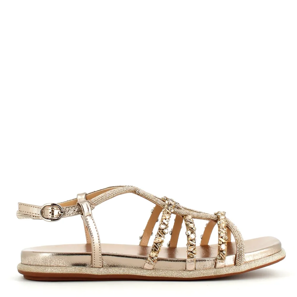 Cinders Shoe Heaven Occasion Shoes*Alma En Pena Gladiator Diamante Sandal Bronze
