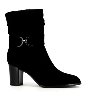 Cinders Shoe Heaven Casual Ankle | Ankle*Caprice Mid Calf Boot with Buckle Black Suede