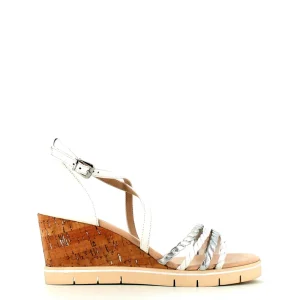 Cinders Shoe Heaven Wedge Sandals*Caprice Strappy Wedge Sandal White/Silver