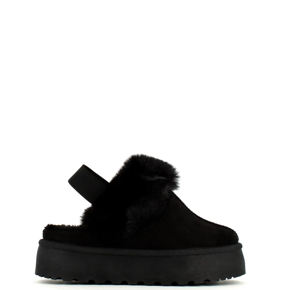 Cinders Shoe Heaven Slippers*Cinders Edit Faux Fur Slingback Black