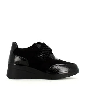 Cinders Shoe Heaven Wedge*Cinders Edit Velcro Jet Wedge Black