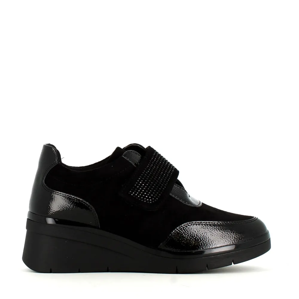 Cinders Shoe Heaven Wedge*Cinders Edit Velcro Jet Wedge Black