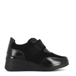 Cinders Shoe Heaven Wedge*Cinders Edit Wedge Velcro Shoe Black Jet