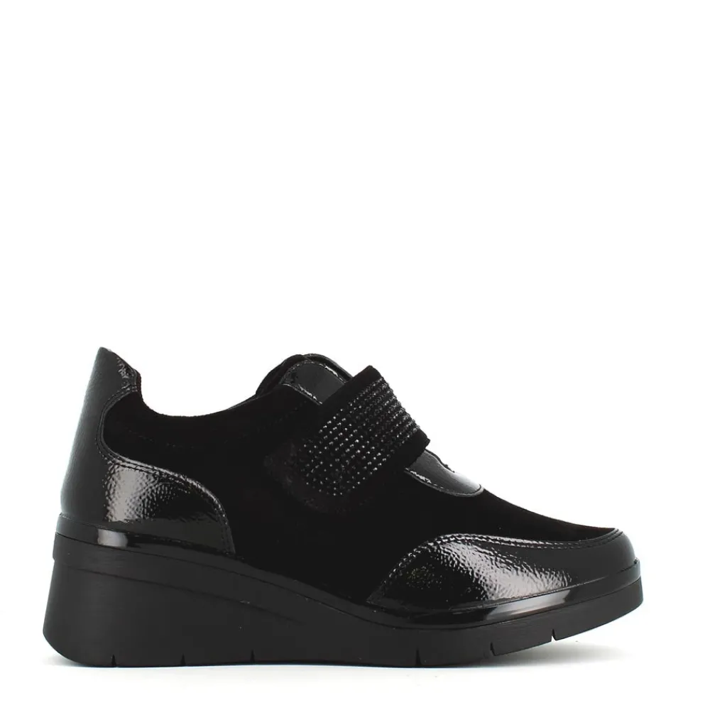 Cinders Shoe Heaven Wedge*Cinders Edit Wedge Velcro Shoe Black Jet