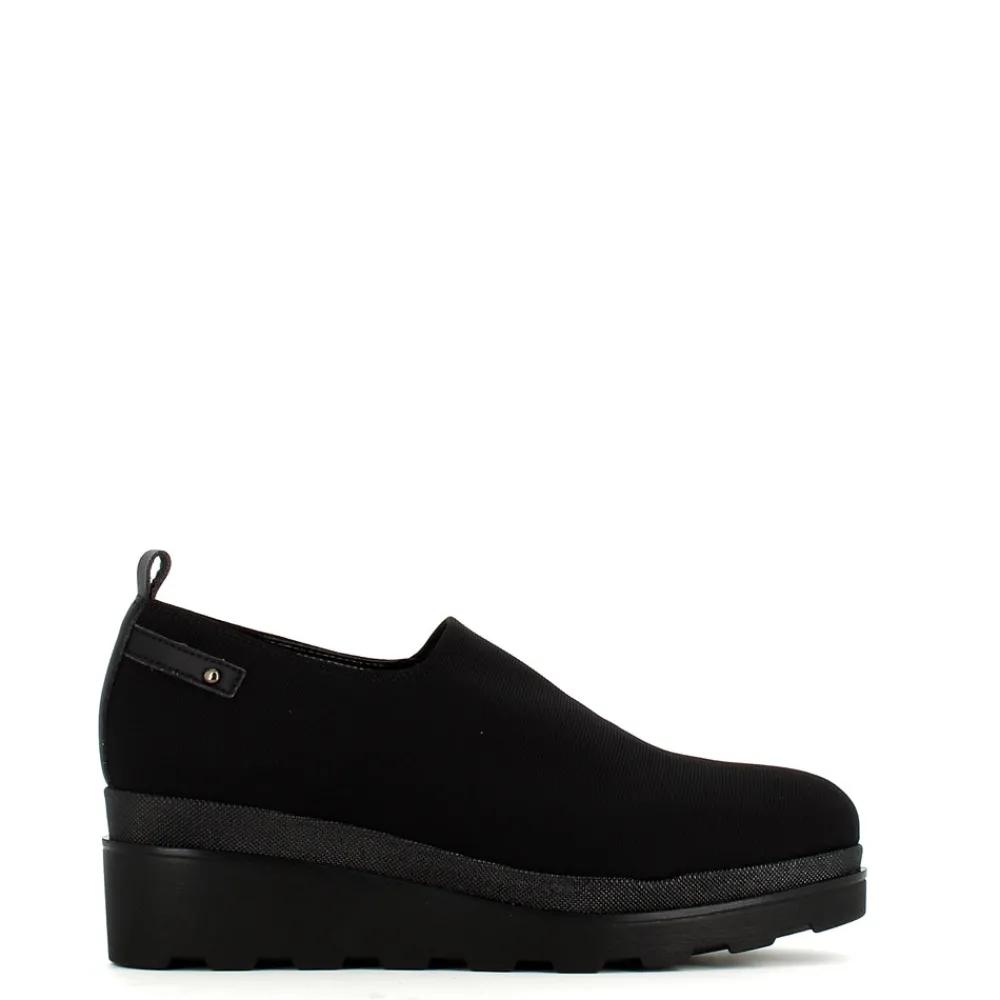 Cinders Shoe Heaven Wedge*Comart Classic Fabric Wedge Shoe Black