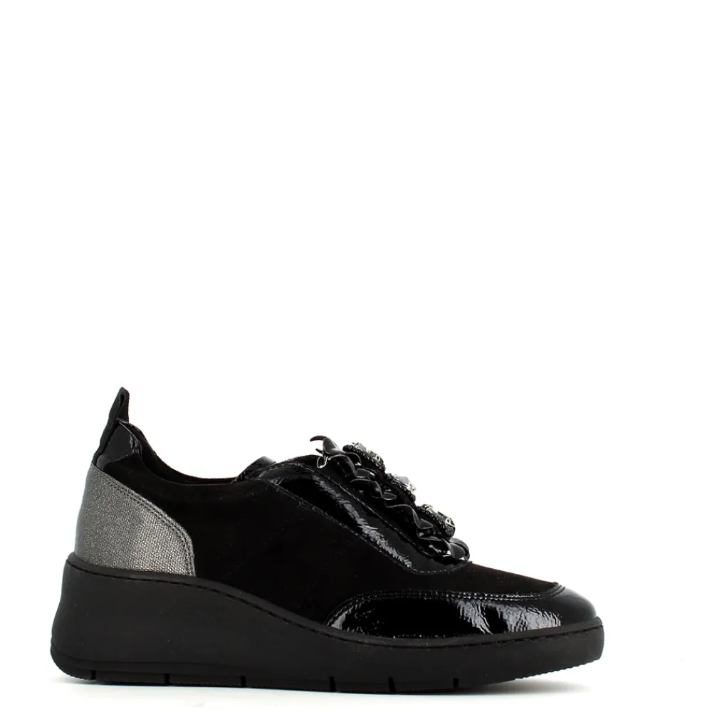 Cinders Shoe Heaven Trainers | Wedge*Comart Crystal Trainer Black/Pewter