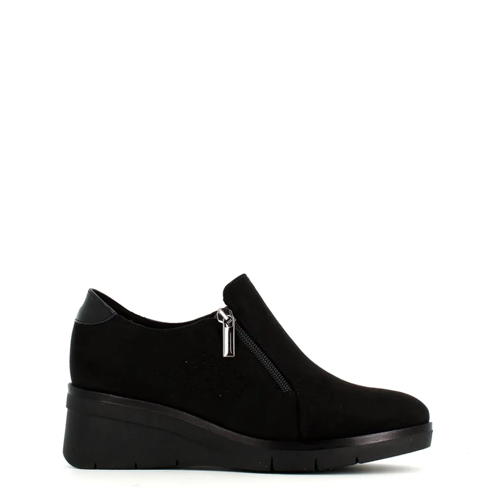 Cinders Shoe Heaven Wedge*Comart Double Zip Wedge Shoe Black