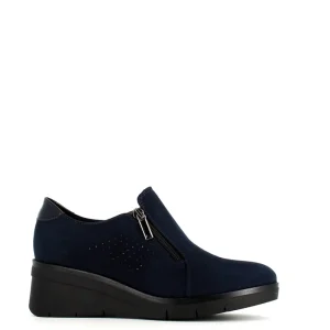 Cinders Shoe Heaven Wedge*Comart Double Zip Wedge Shoe Navy