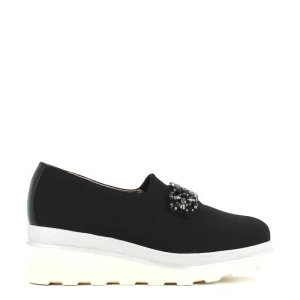 Cinders Shoe Heaven Wedge*Comart Slip On Crystal Black