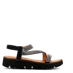 Cinders Shoe Heaven Wedge Sandals*Heavenly Feet Fresco Sandal Black