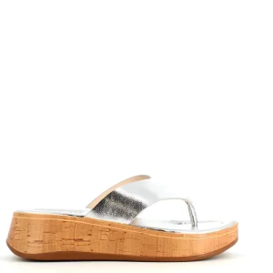 Cinders Shoe Heaven Wedge Sandals*Heavenly Feet Queenie Flip Flop Silver