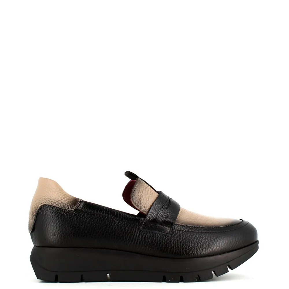 Cinders Shoe Heaven Wedge*Jose Saenz Wedge Loafer Black/Taupe