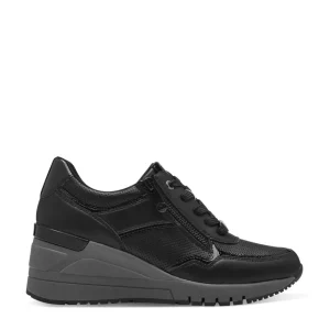 Cinders Shoe Heaven Trainers*Marco Tozzi Wedge Laced Trainer Black