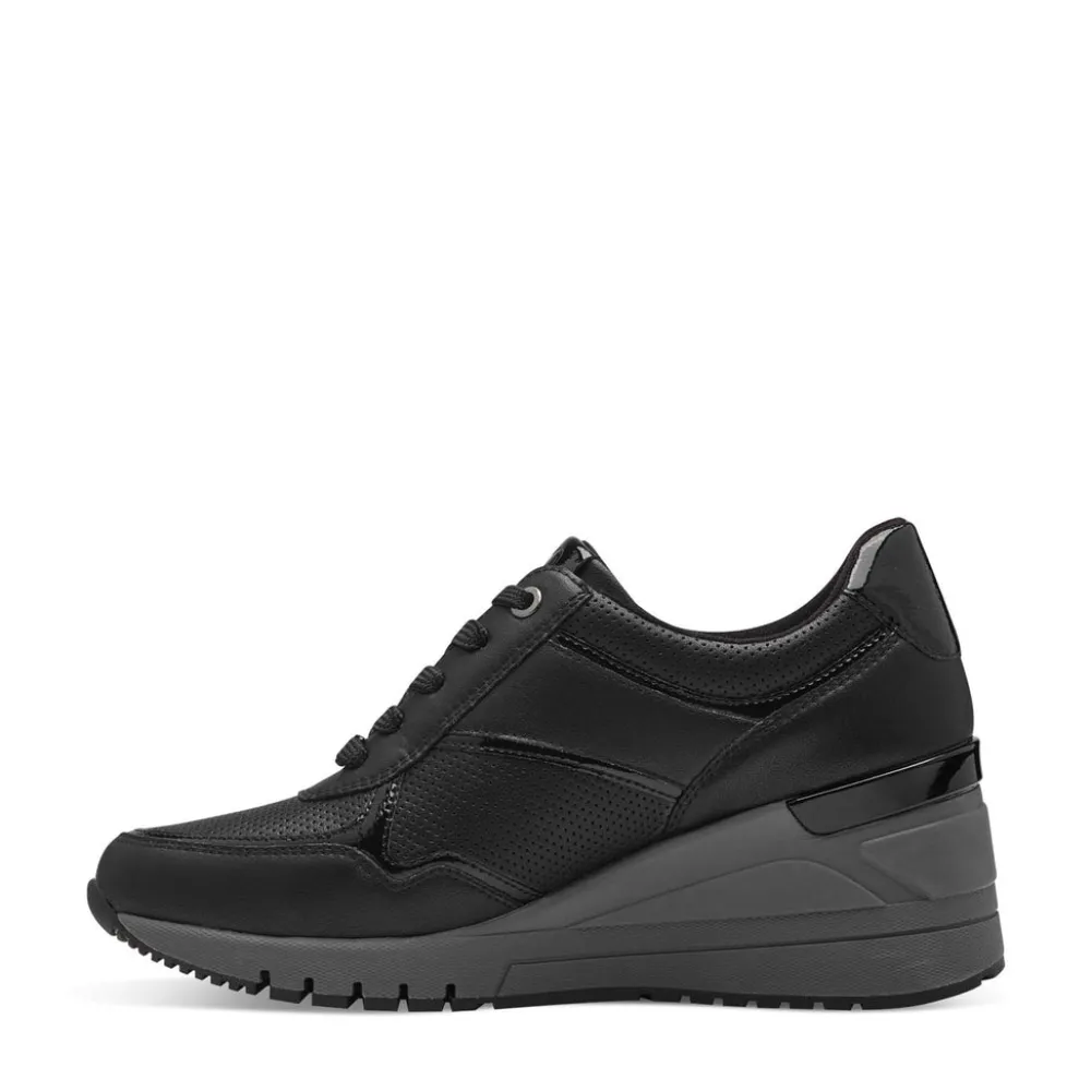 Cinders Shoe Heaven Trainers*Marco Tozzi Wedge Laced Trainer Black