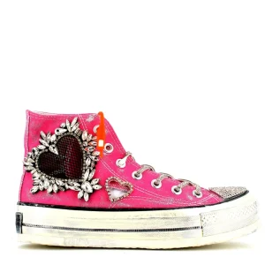Cinders Shoe Heaven Trainers*Movies High Top Trainer with Heart Crystal Trim Pink