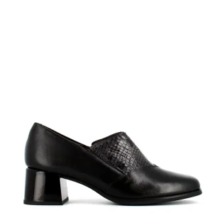 Cinders Shoe Heaven Mid Heel*Pitillos High Cut Shoe With Block Heel Black