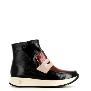 Cinders Shoe Heaven Casual Ankle | Ankle*Pitillos Soft Patent Boot Black Taupe Mix