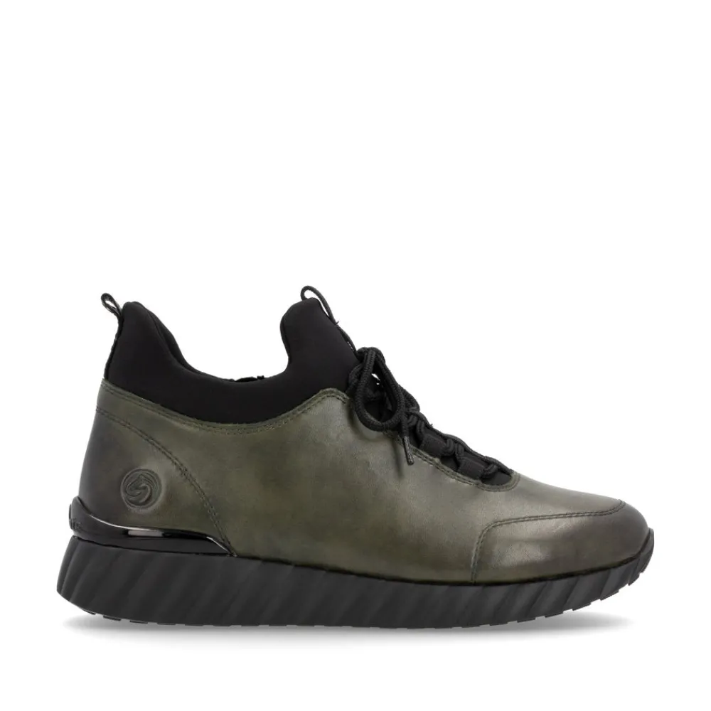 Cinders Shoe Heaven Trainers | Wedge*Remonte Casual Shoe Forest Leaf/Black