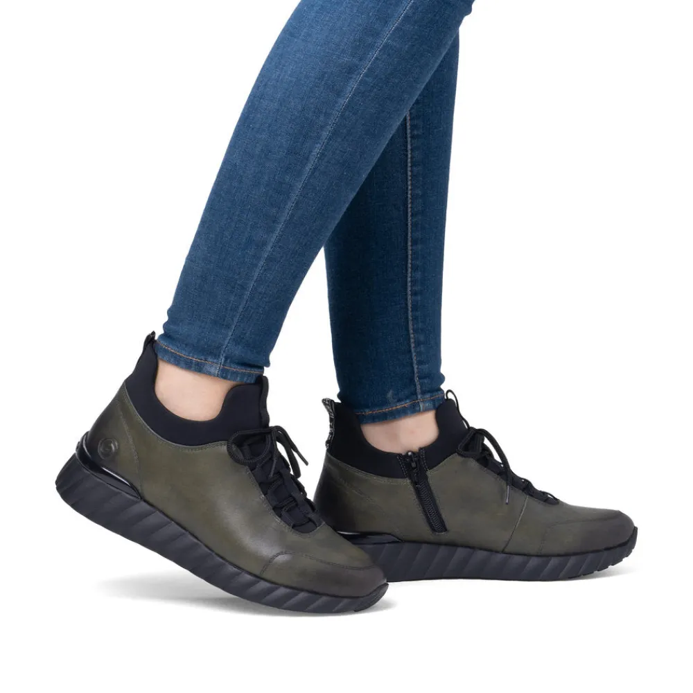 Cinders Shoe Heaven Trainers | Wedge*Remonte Casual Shoe Forest Leaf/Black