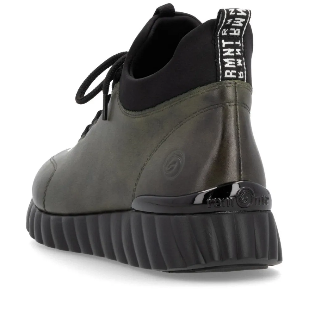 Cinders Shoe Heaven Trainers | Wedge*Remonte Casual Shoe Forest Leaf/Black