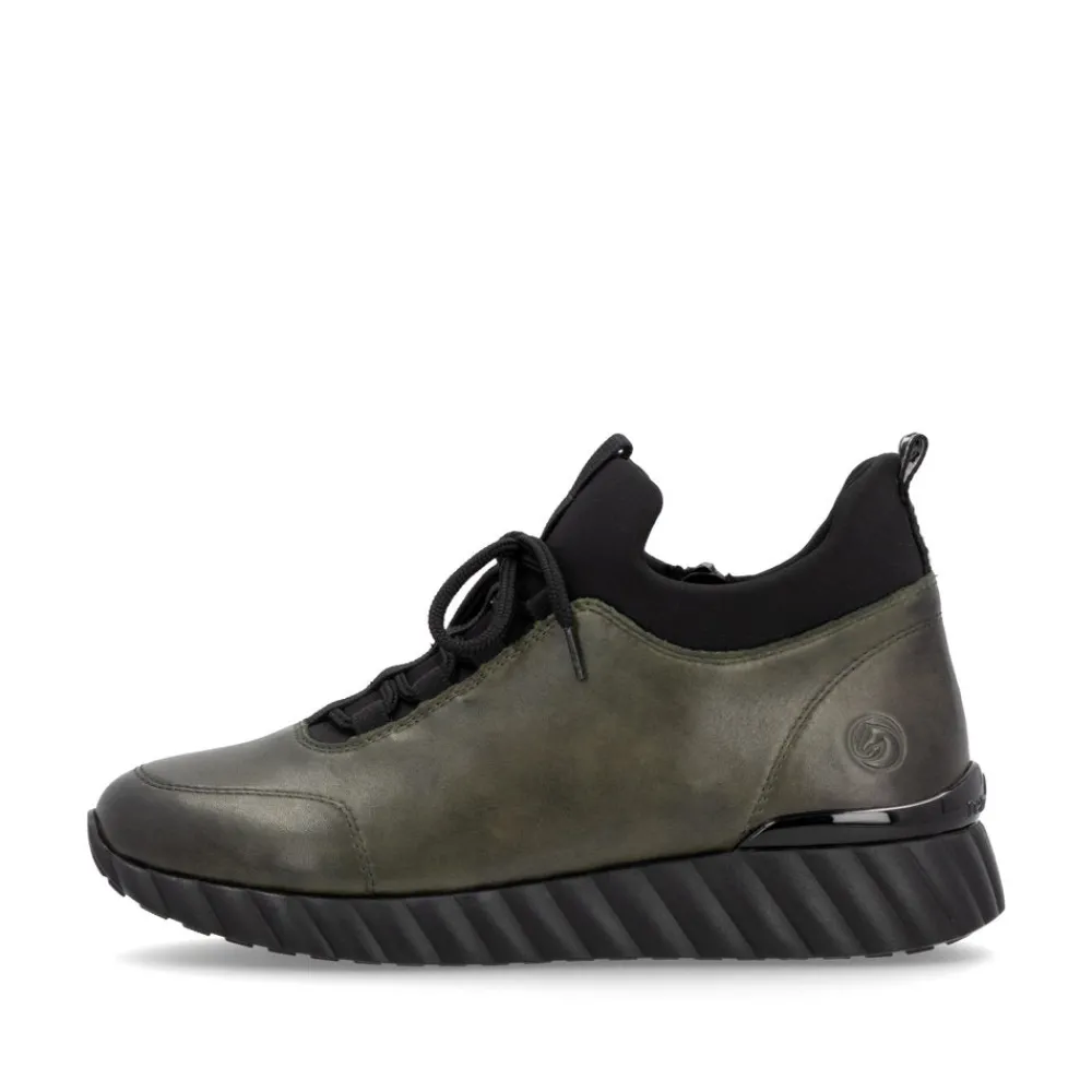Cinders Shoe Heaven Trainers | Wedge*Remonte Casual Shoe Forest Leaf/Black