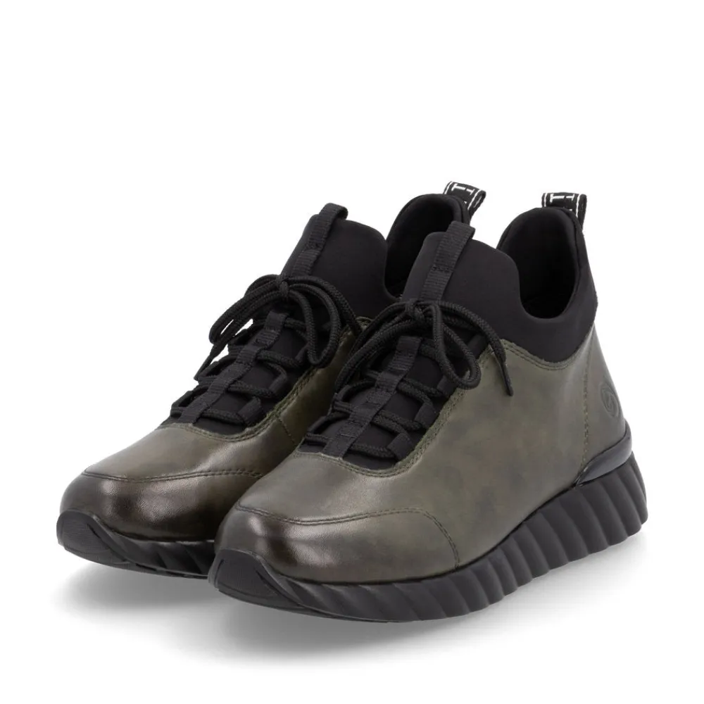 Cinders Shoe Heaven Trainers | Wedge*Remonte Casual Shoe Forest Leaf/Black