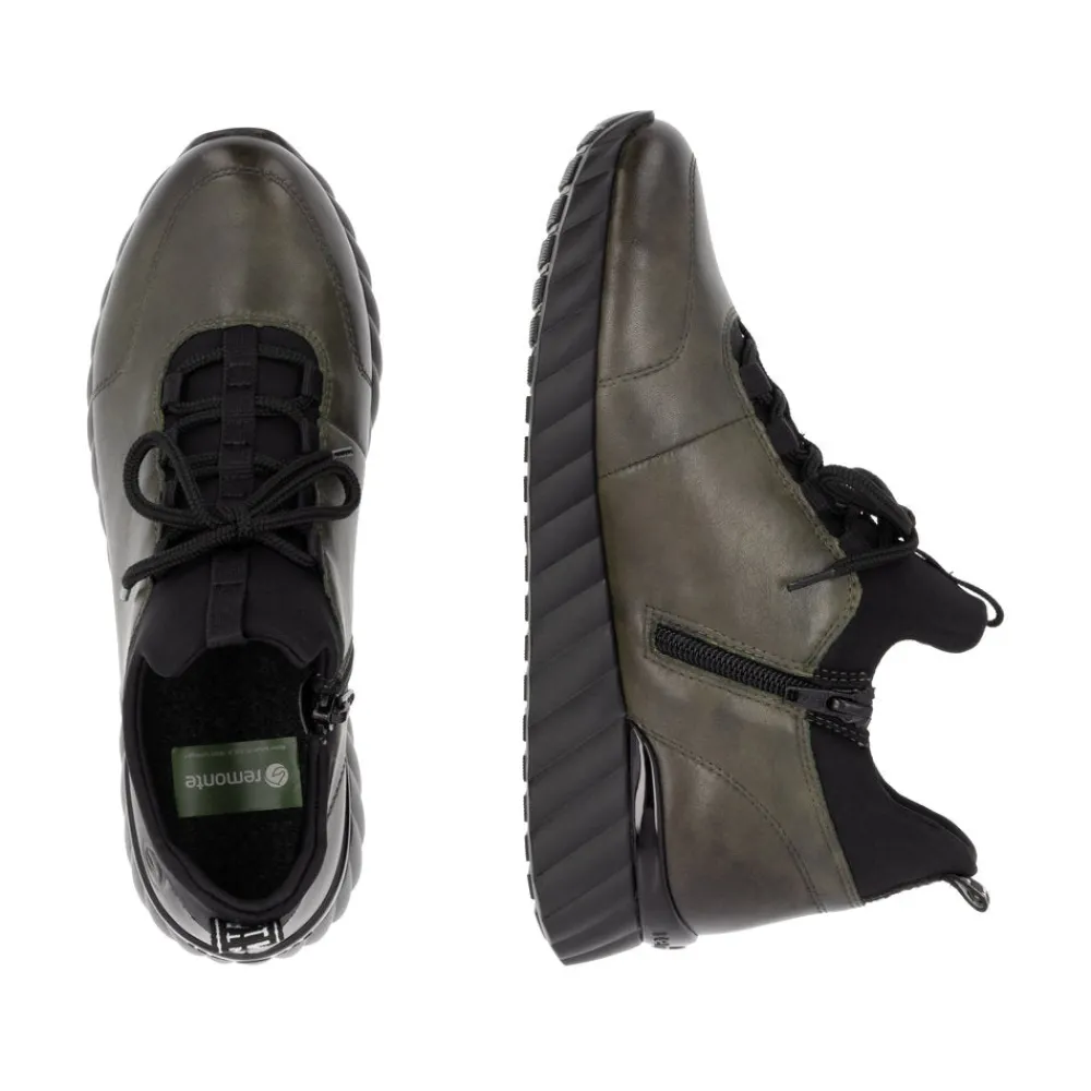 Cinders Shoe Heaven Trainers | Wedge*Remonte Casual Shoe Forest Leaf/Black