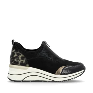 Cinders Shoe Heaven Trainers | Wedge*Remonte Casual Wedge Black Micro Print