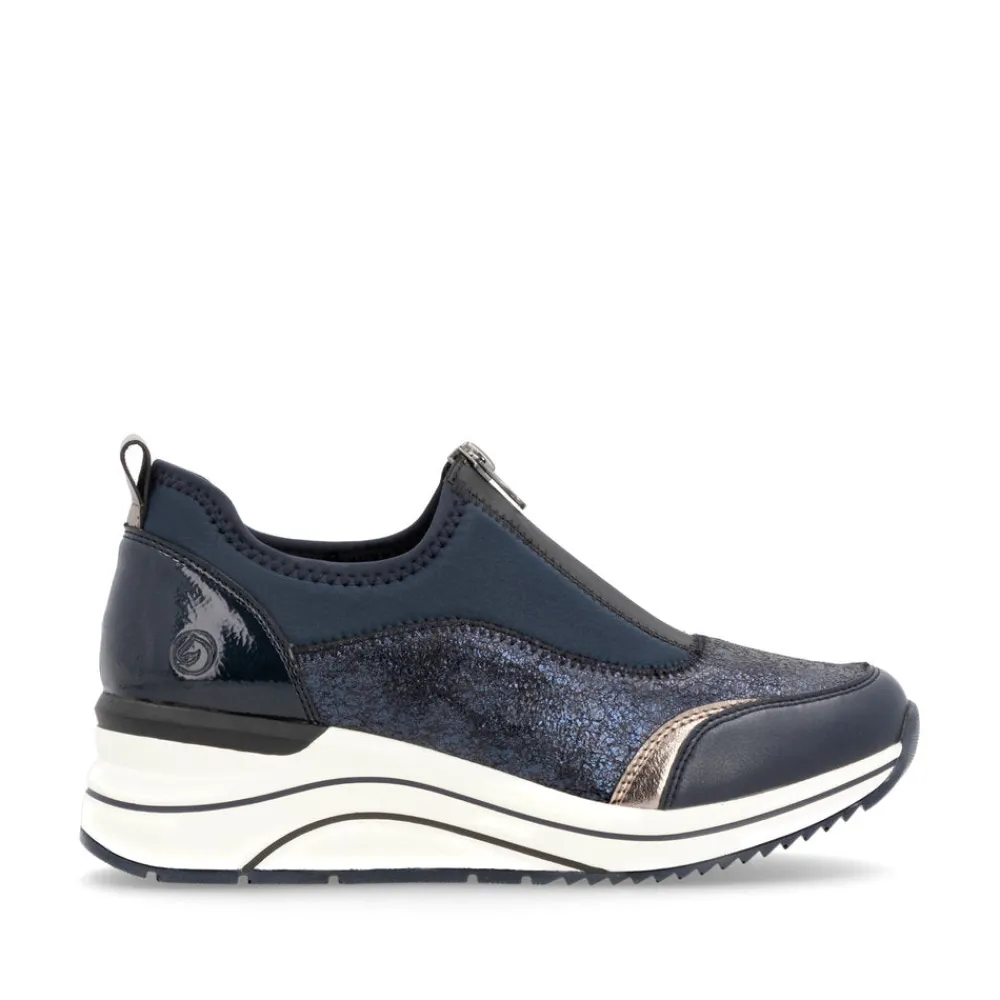Cinders Shoe Heaven Trainers | Wedge*Remonte Casual Wedge Navy/ Old Silver