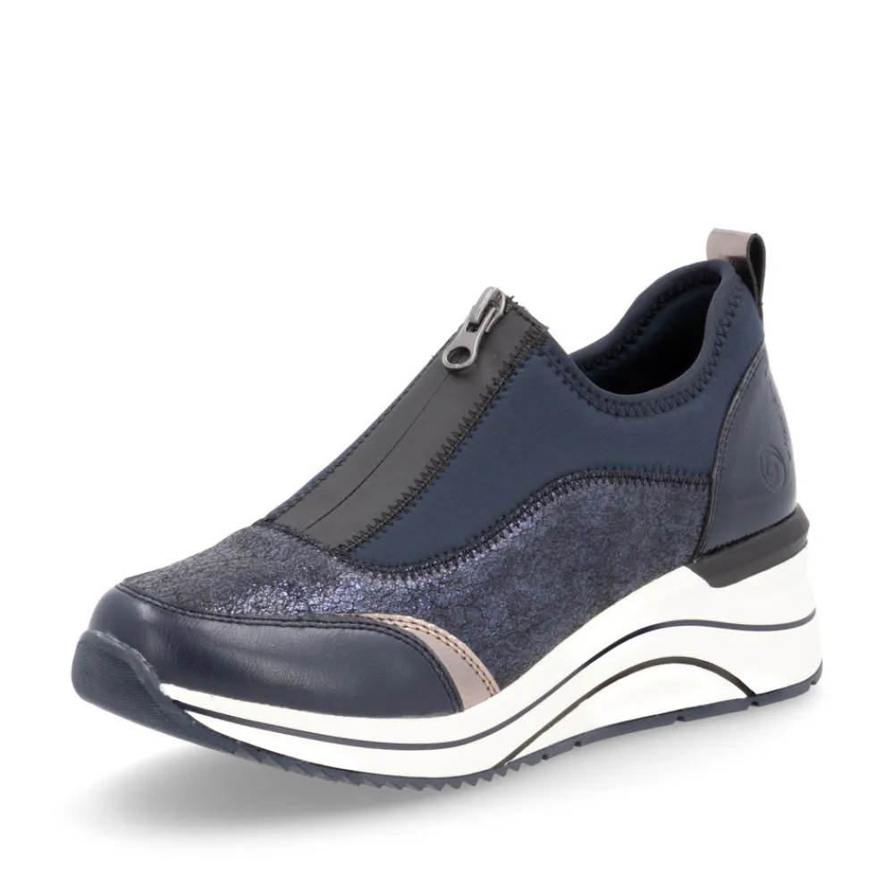 Cinders Shoe Heaven Trainers | Wedge*Remonte Casual Wedge Navy/ Old Silver