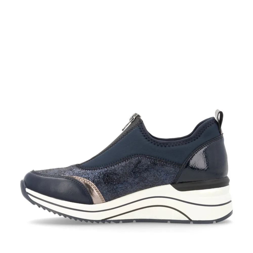 Cinders Shoe Heaven Trainers | Wedge*Remonte Casual Wedge Navy/ Old Silver