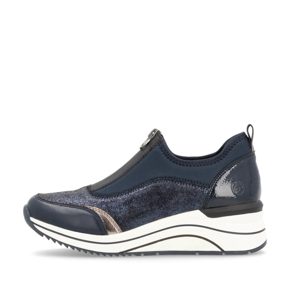 Cinders Shoe Heaven Trainers | Wedge*Remonte Casual Wedge Navy/ Old Silver