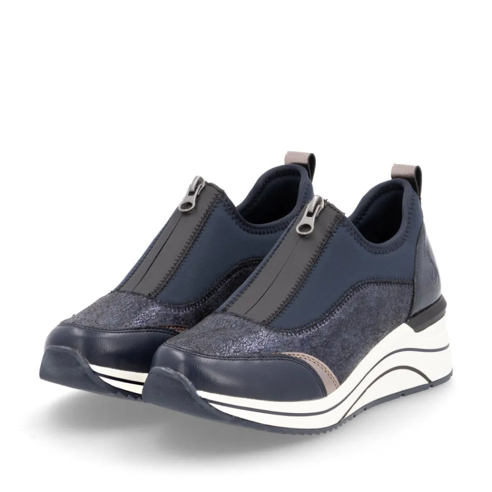 Cinders Shoe Heaven Trainers | Wedge*Remonte Casual Wedge Navy/ Old Silver
