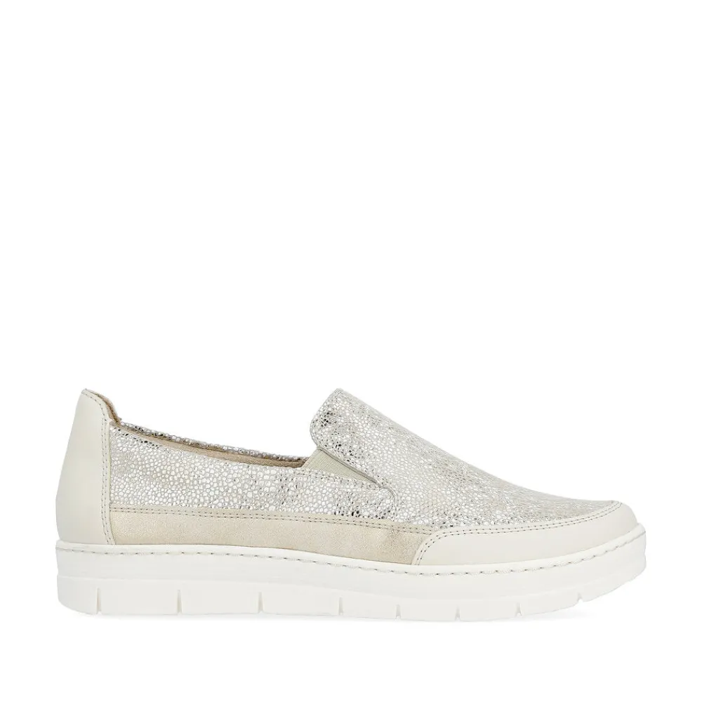 Cinders Shoe Heaven Wedge*Remonte Classic Loafer Shell Metal