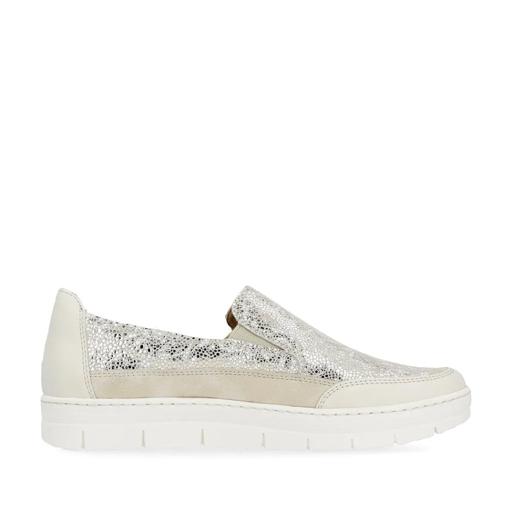 Cinders Shoe Heaven Wedge*Remonte Classic Loafer Shell Metal