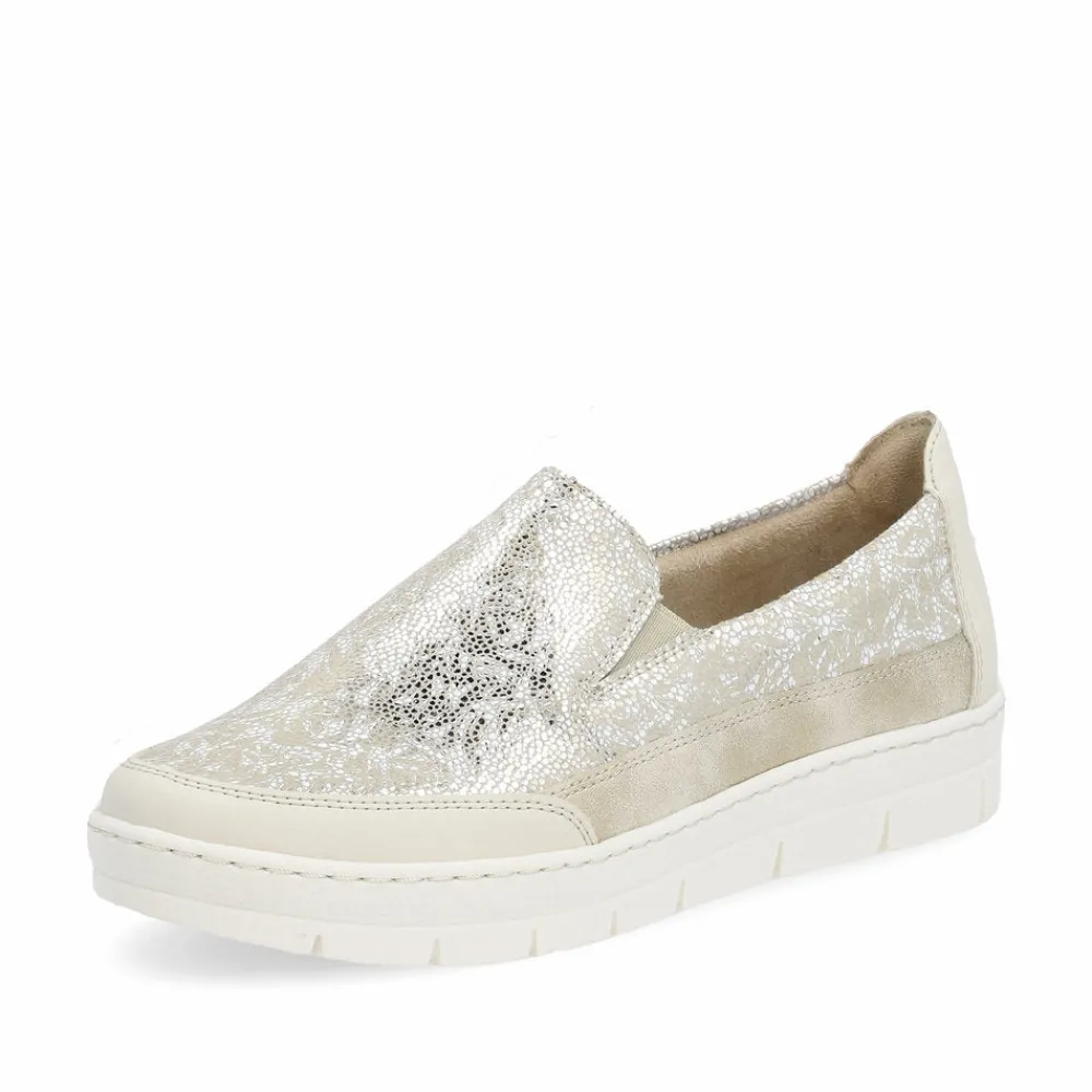 Cinders Shoe Heaven Wedge*Remonte Classic Loafer Shell Metal