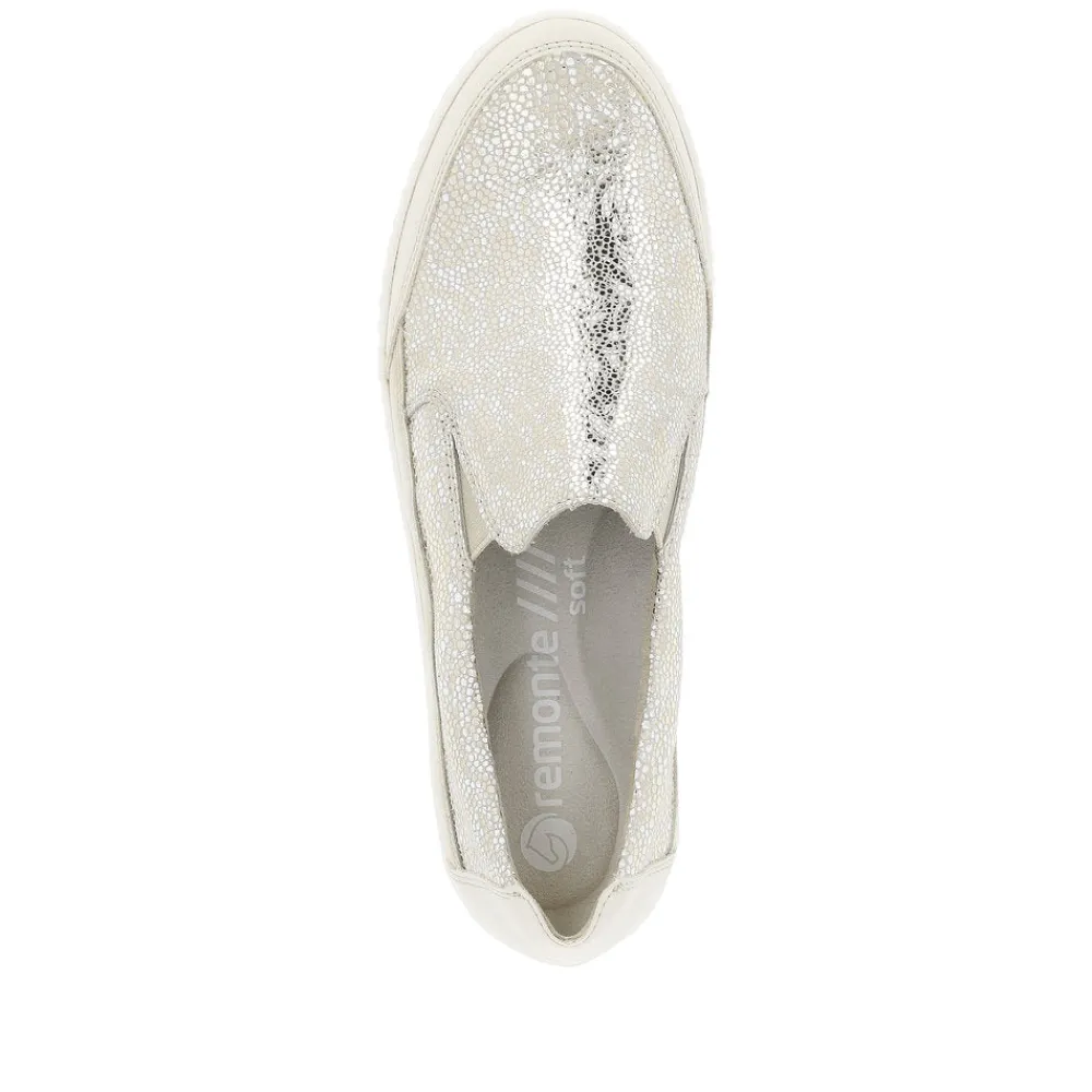 Cinders Shoe Heaven Wedge*Remonte Classic Loafer Shell Metal