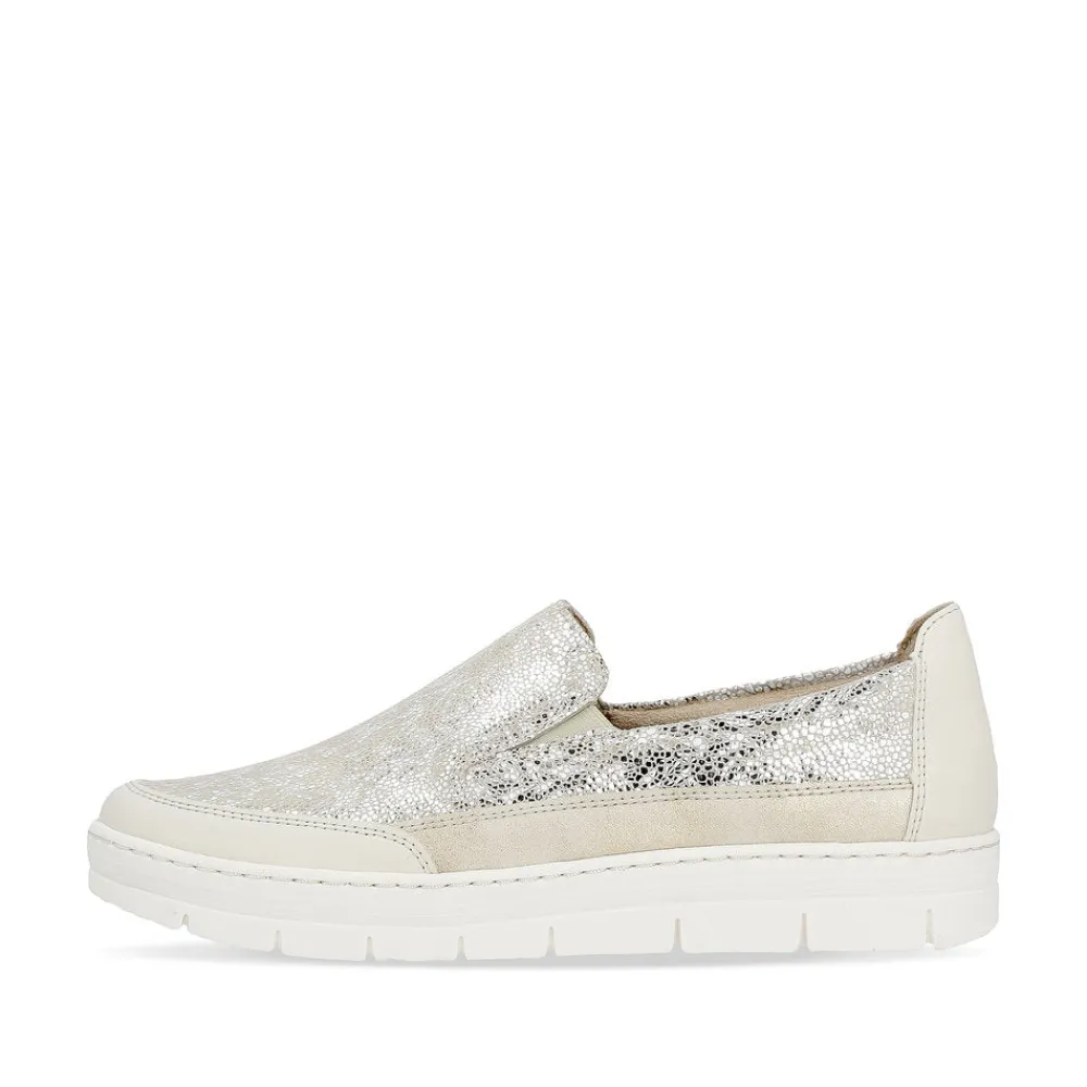 Cinders Shoe Heaven Wedge*Remonte Classic Loafer Shell Metal