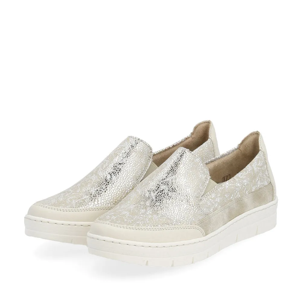 Cinders Shoe Heaven Wedge*Remonte Classic Loafer Shell Metal