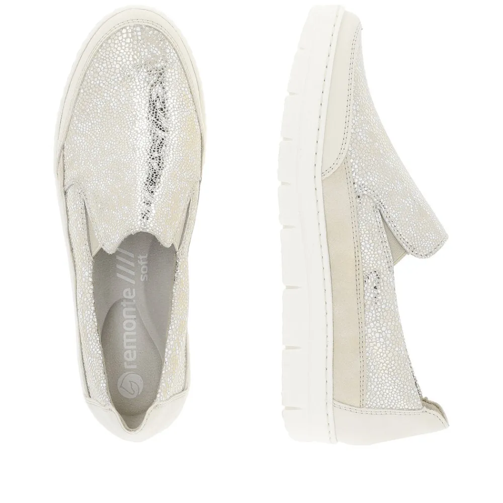 Cinders Shoe Heaven Wedge*Remonte Classic Loafer Shell Metal