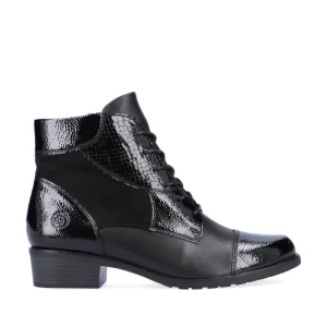 Cinders Shoe Heaven Casual Ankle*Remonte Laced Ankle Boot Black Mix