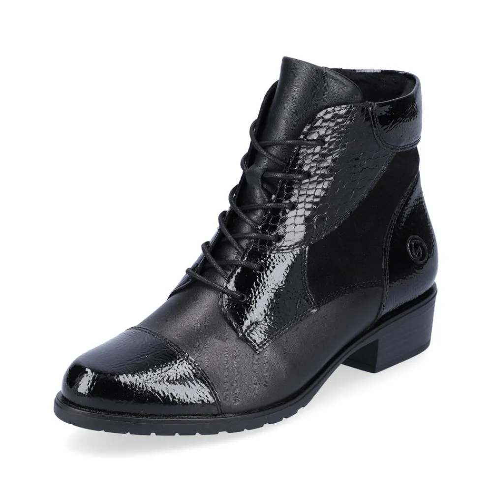 Cinders Shoe Heaven Casual Ankle*Remonte Laced Ankle Boot Black Mix