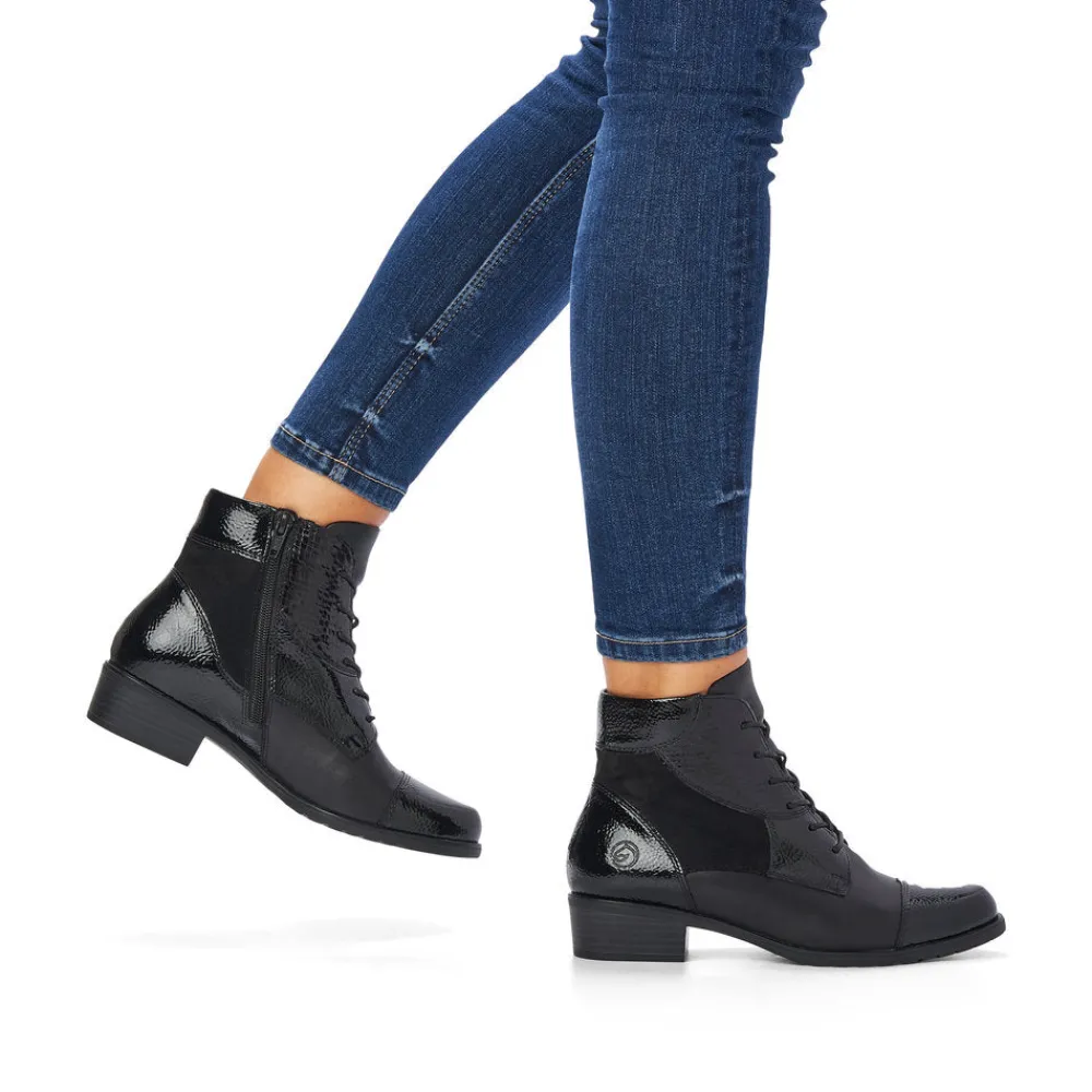 Cinders Shoe Heaven Casual Ankle*Remonte Laced Ankle Boot Black Mix