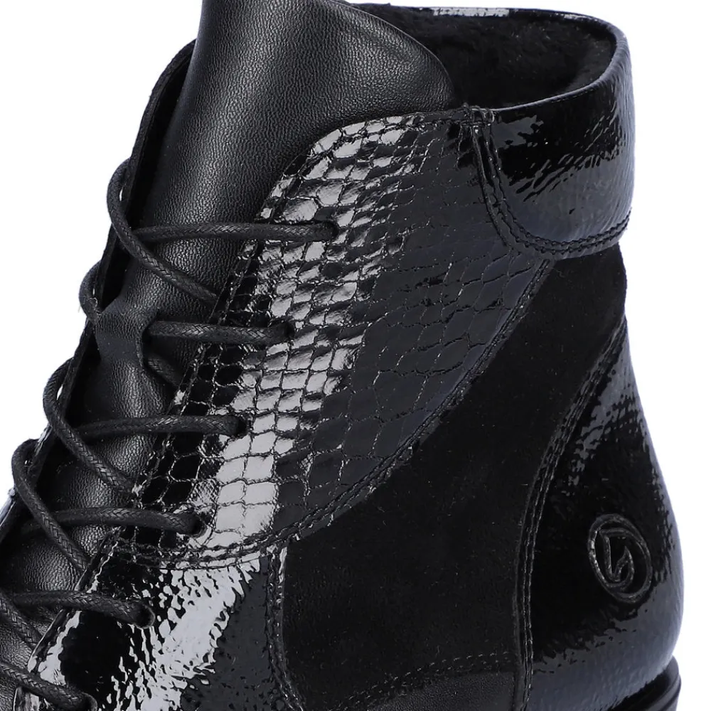 Cinders Shoe Heaven Casual Ankle*Remonte Laced Ankle Boot Black Mix