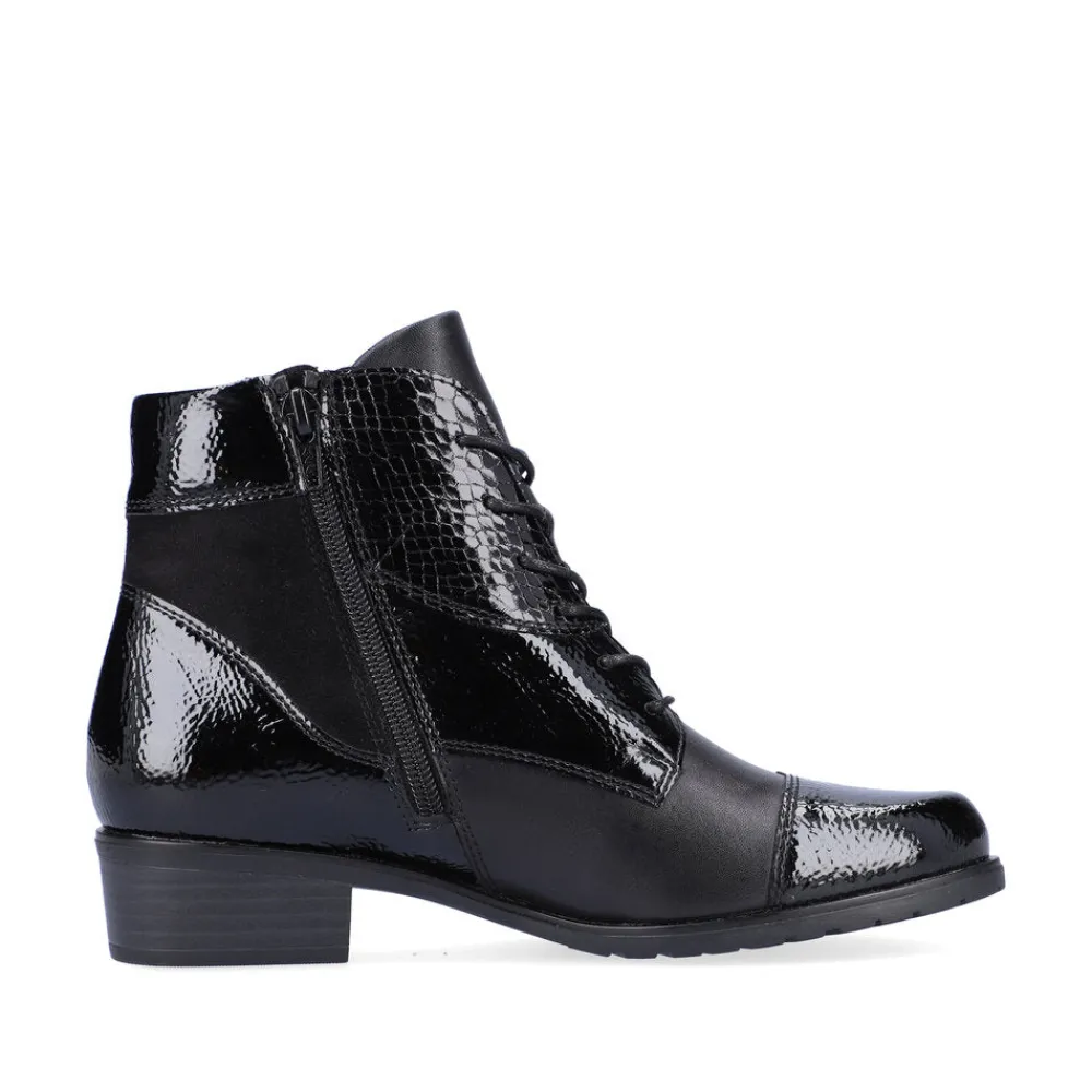 Cinders Shoe Heaven Casual Ankle*Remonte Laced Ankle Boot Black Mix