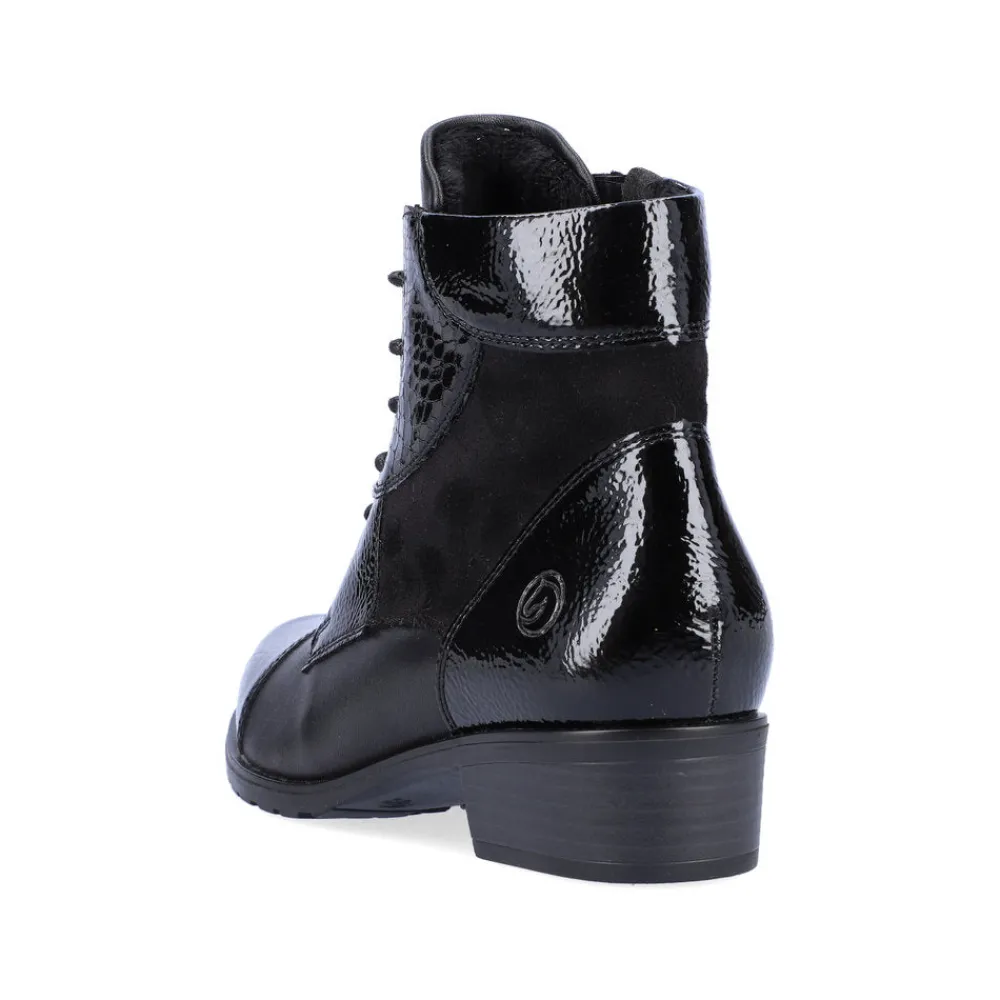 Cinders Shoe Heaven Casual Ankle*Remonte Laced Ankle Boot Black Mix
