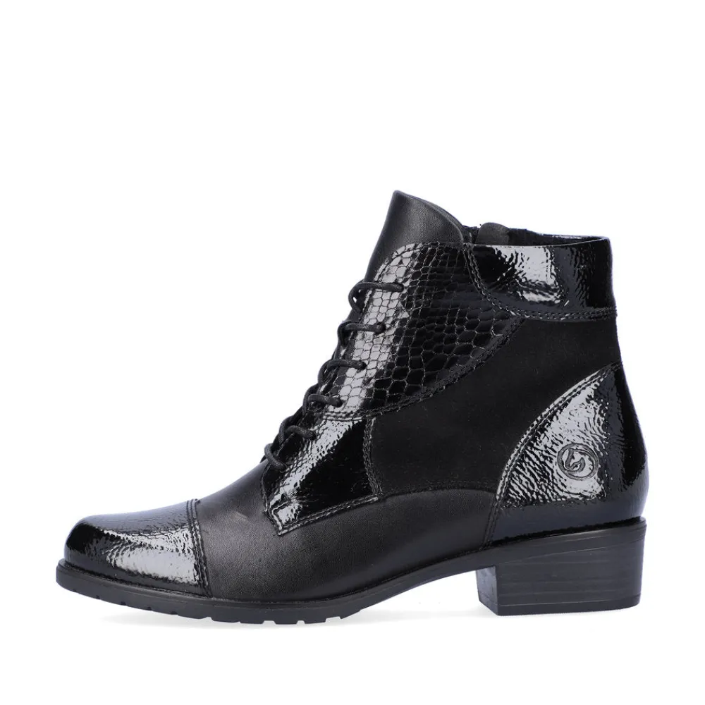 Cinders Shoe Heaven Casual Ankle*Remonte Laced Ankle Boot Black Mix