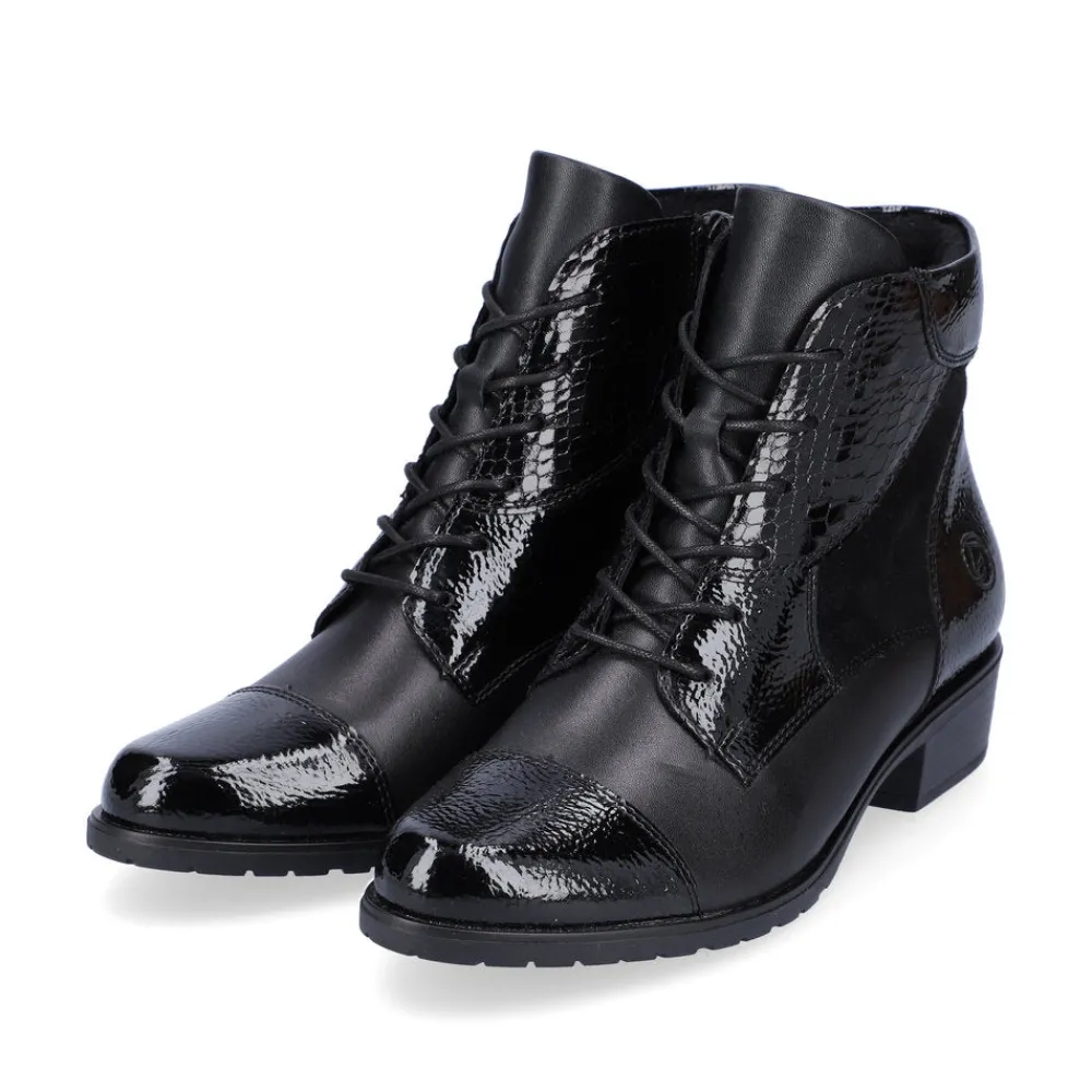 Cinders Shoe Heaven Casual Ankle*Remonte Laced Ankle Boot Black Mix
