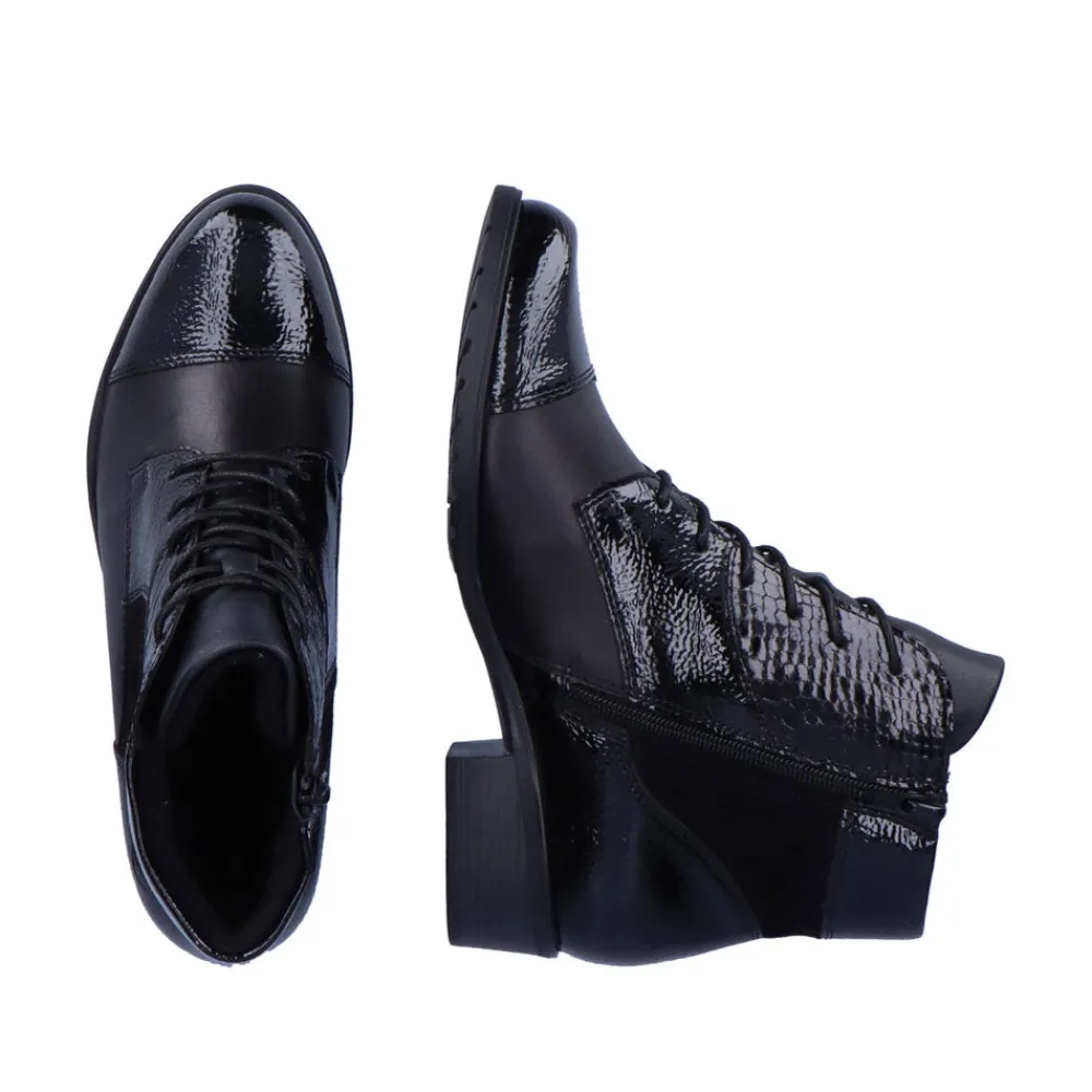 Cinders Shoe Heaven Casual Ankle*Remonte Laced Ankle Boot Black Mix