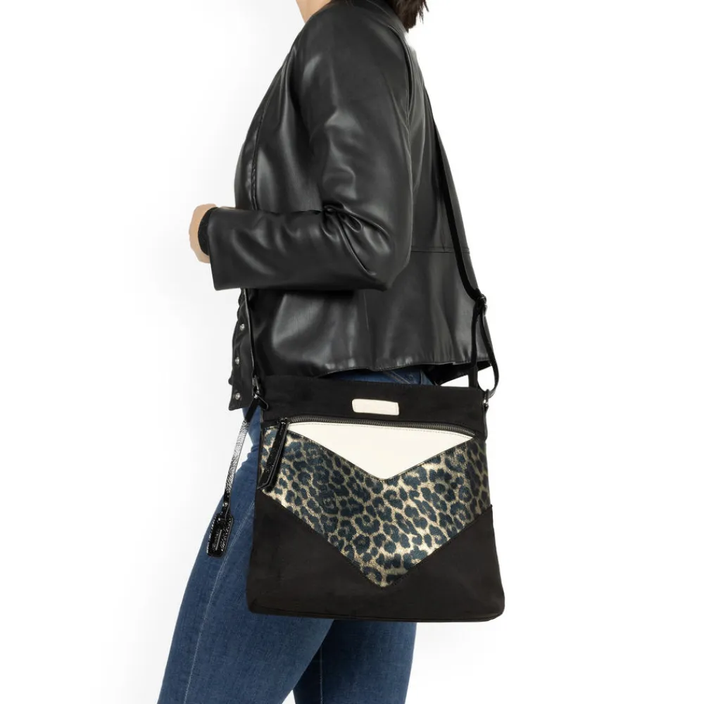 Cinders Shoe Heaven Bags & Accessories*Remonte Large Shoulder Bag Black Leopard Print